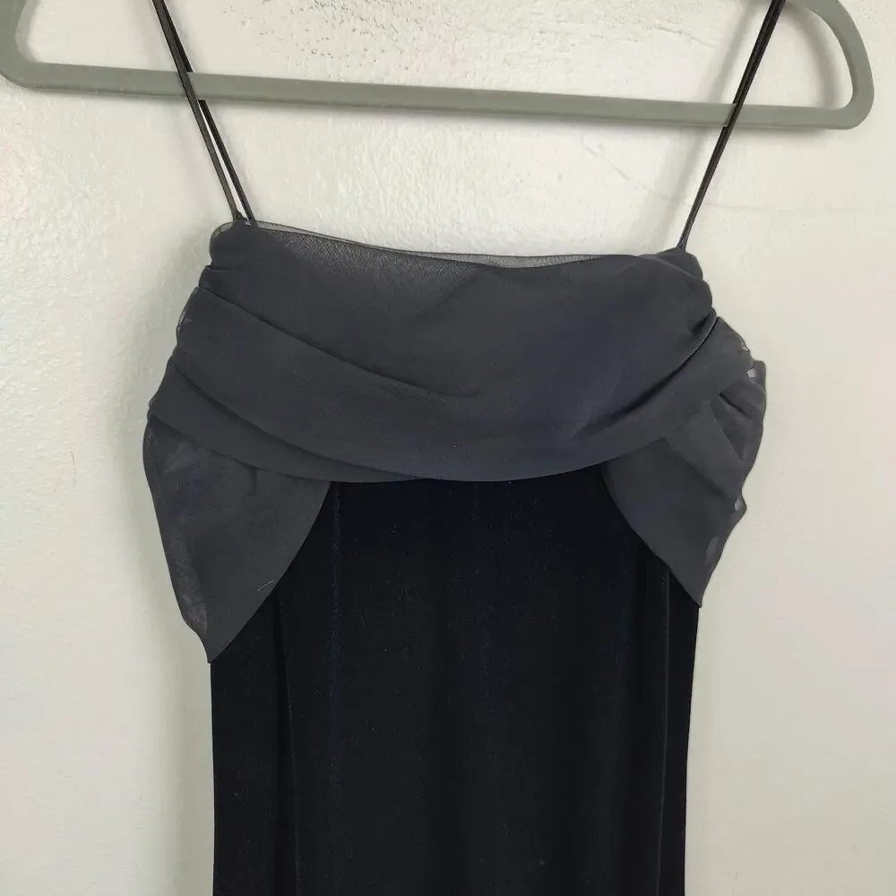 Vintage Y2K Betsey & Adam Gown Womens 8 Black Velvet Mesh Tie Back Cami‎ Straps - Picture 3 of 10